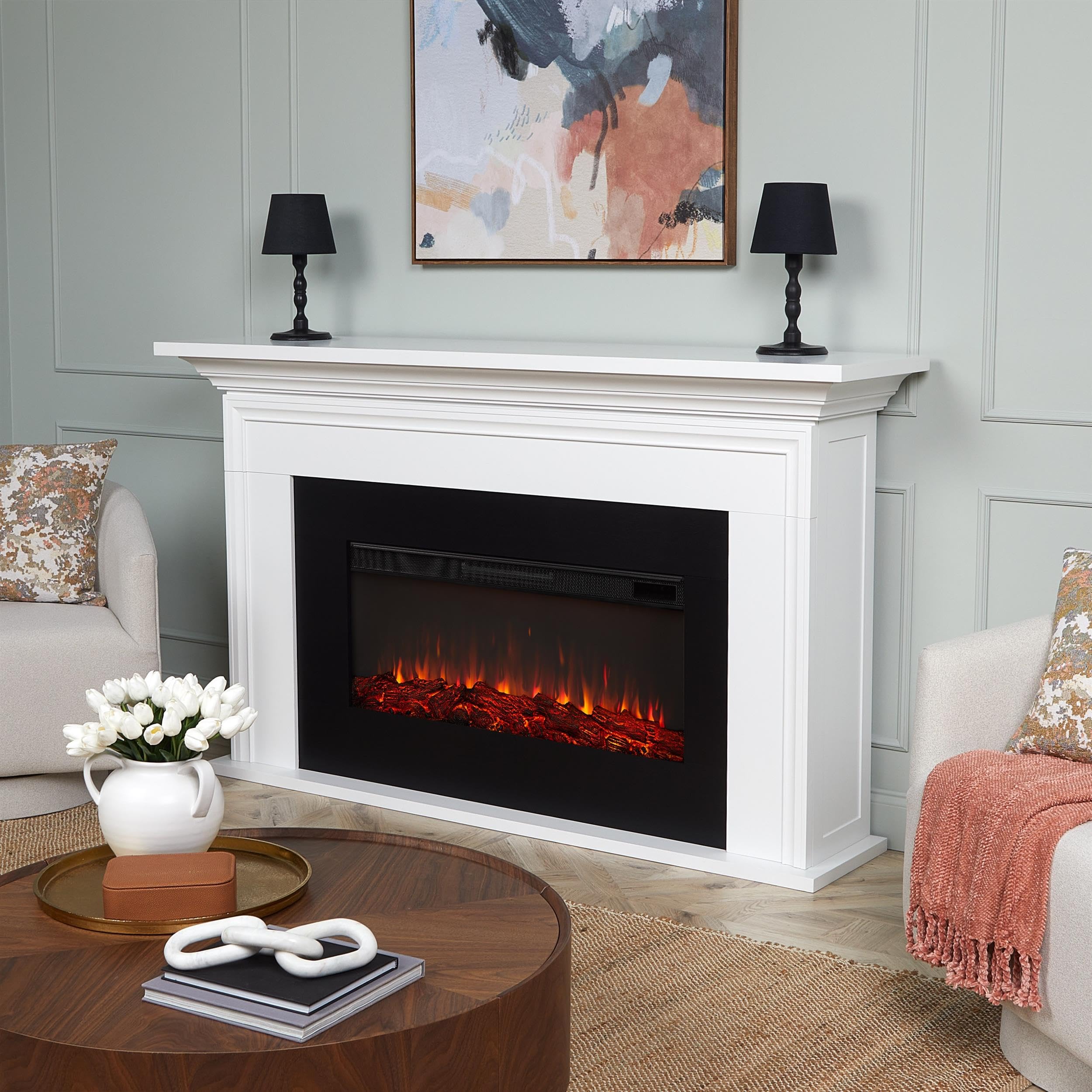 Amazon.com: Real Flame Cleo 76” Landscape Electric Fireplace with