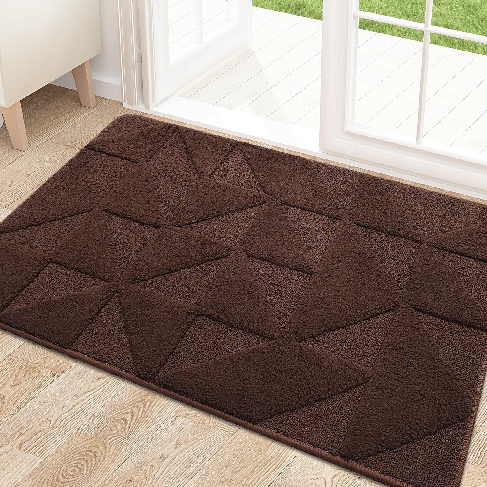 OLANLY Door Mats Indoor, Non-Slip, Absorbent, Dirt Resist, Entrance Washable Mat, Low-Profile Inside Entry Doormat for Entryway (32x20 inches, Dark