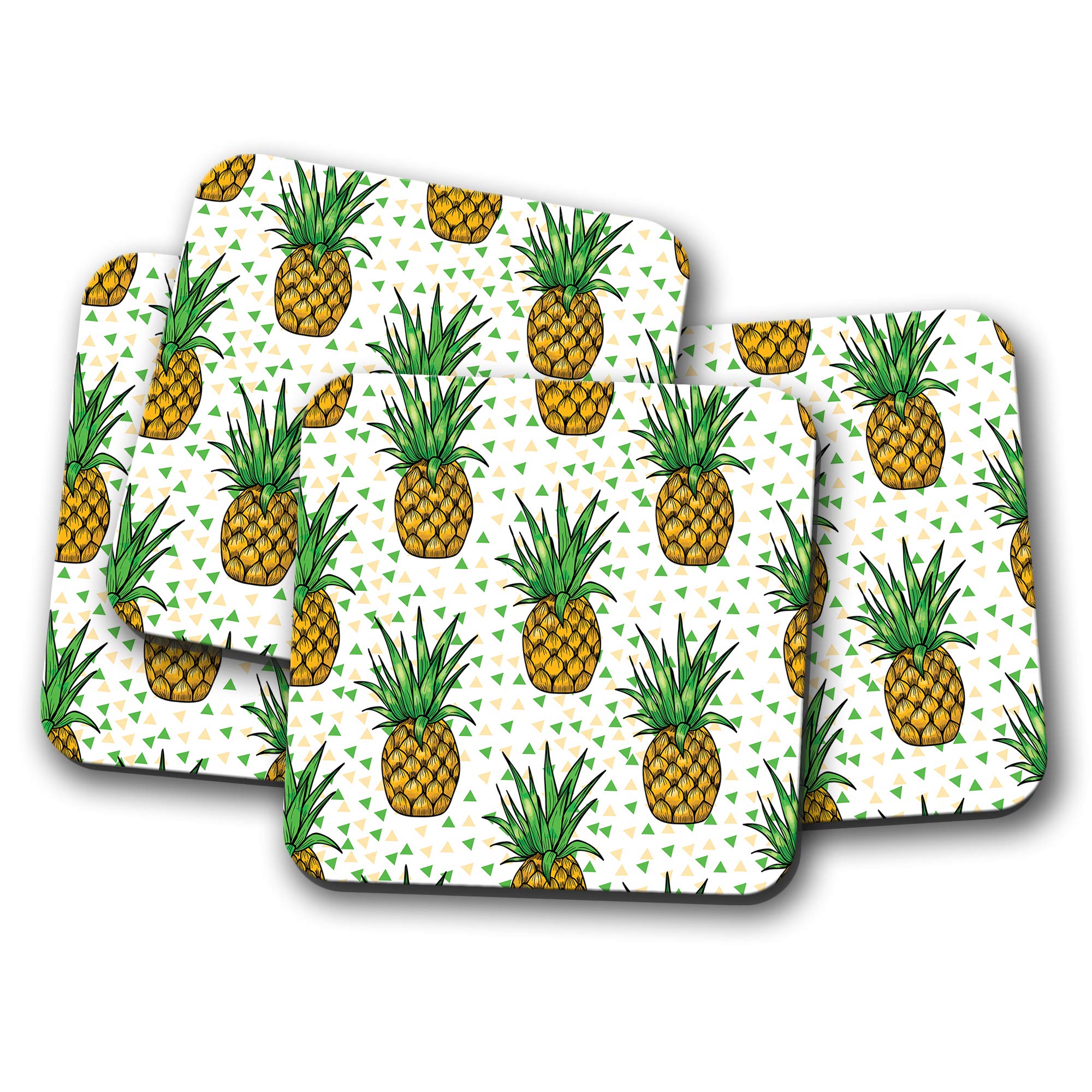 Destination Vinyl Ltd Multicolor 4 Set - Beautiful Pineapple Coaster - Edible Multiple Fruit Healthy #12689