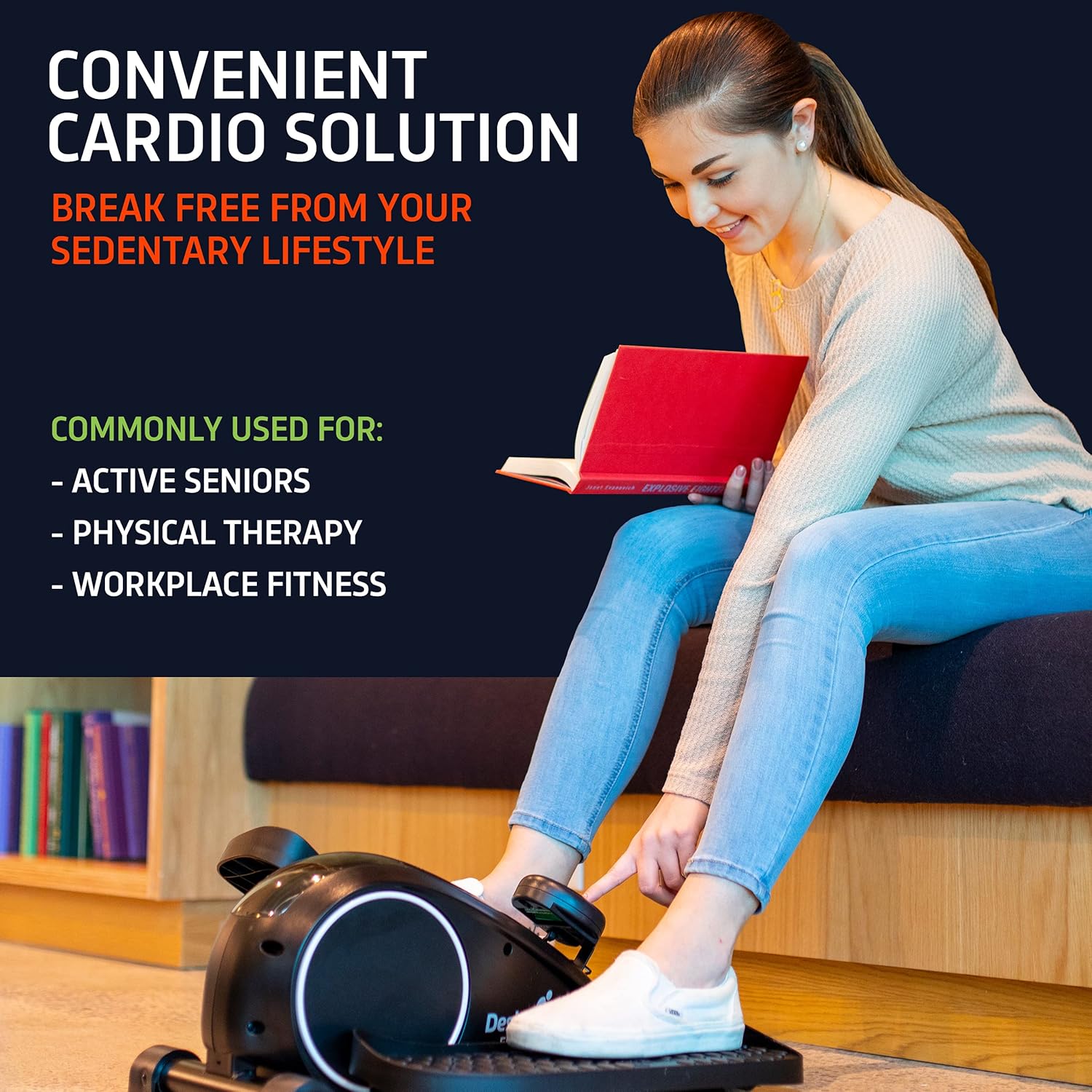 DeskCycle Ellipse Under Desk Elliptical Machine, Compact Mini Seated Elliptical Desk Exercise Equipment, Desk Cycle Pedal Exerciser, Black : Sports & Outdoors