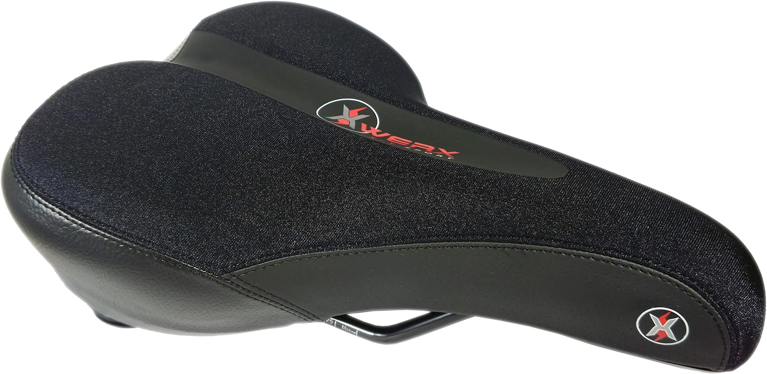 XWERX SX Sport Comfort ES Lycra Hybrid/Road / Mountain Bicycle Seat - Supportive Memory Foam, Elastomer Spring Suspension, Reflective Sport Comfort Bike Design Saddle, with Mounting clamp Adapter