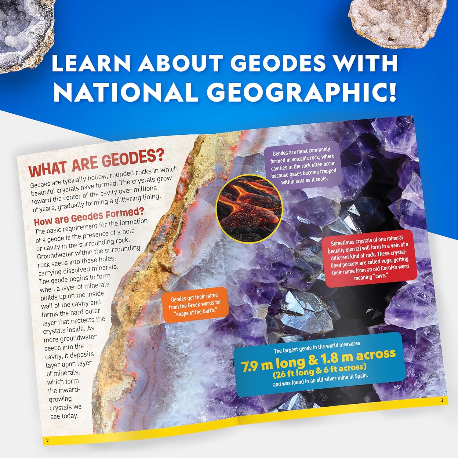National Geographic Jumbo Geodes Kit – Break Open 2 Large Geodes with Crystals Inside, Earth Science Kit for Kids, Geology Gift for Boys and Girls, STEM Rock and Mineral Toy - Image 6