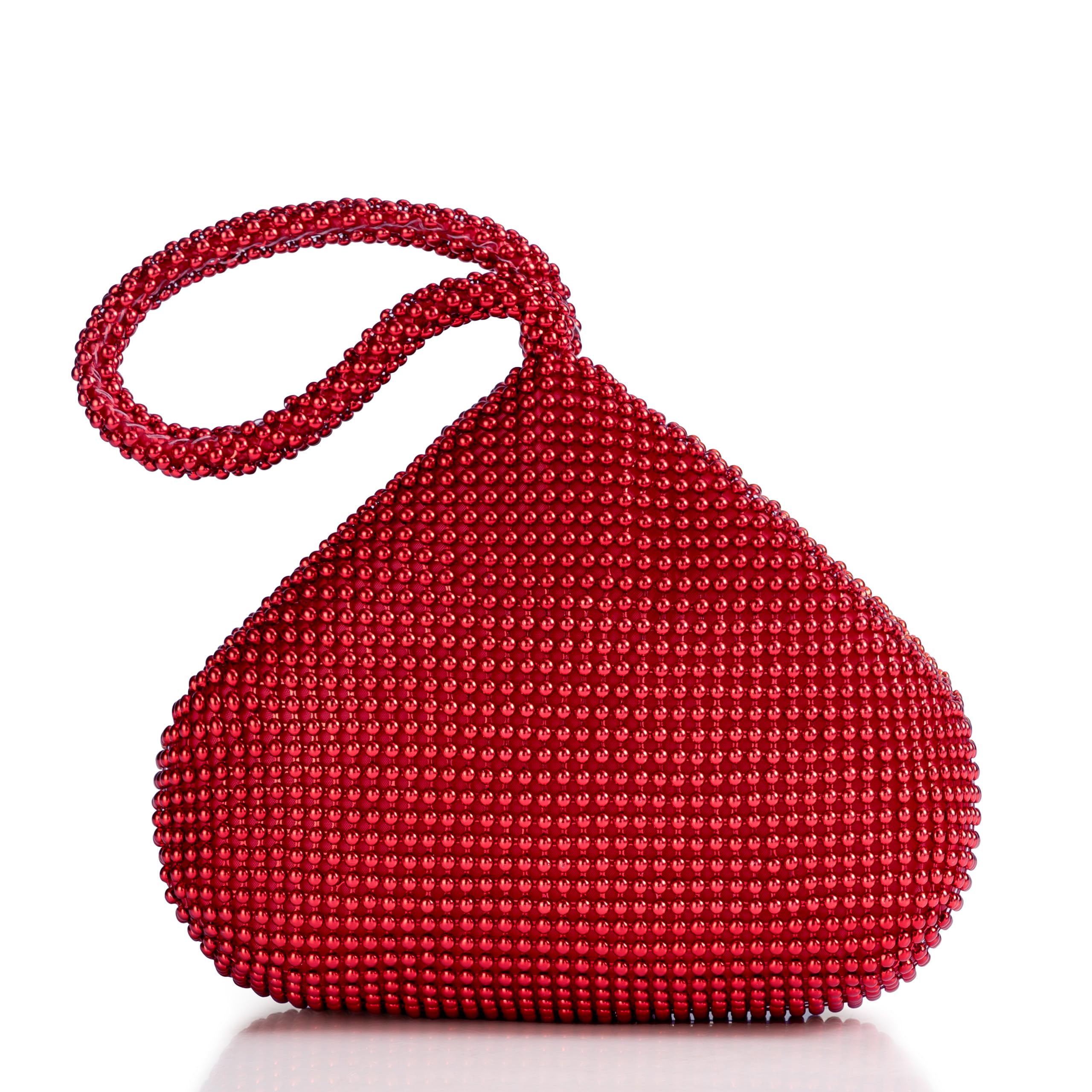 Women's Beaded Clutch Triangle Evening Bags Classy Wristlet Purse