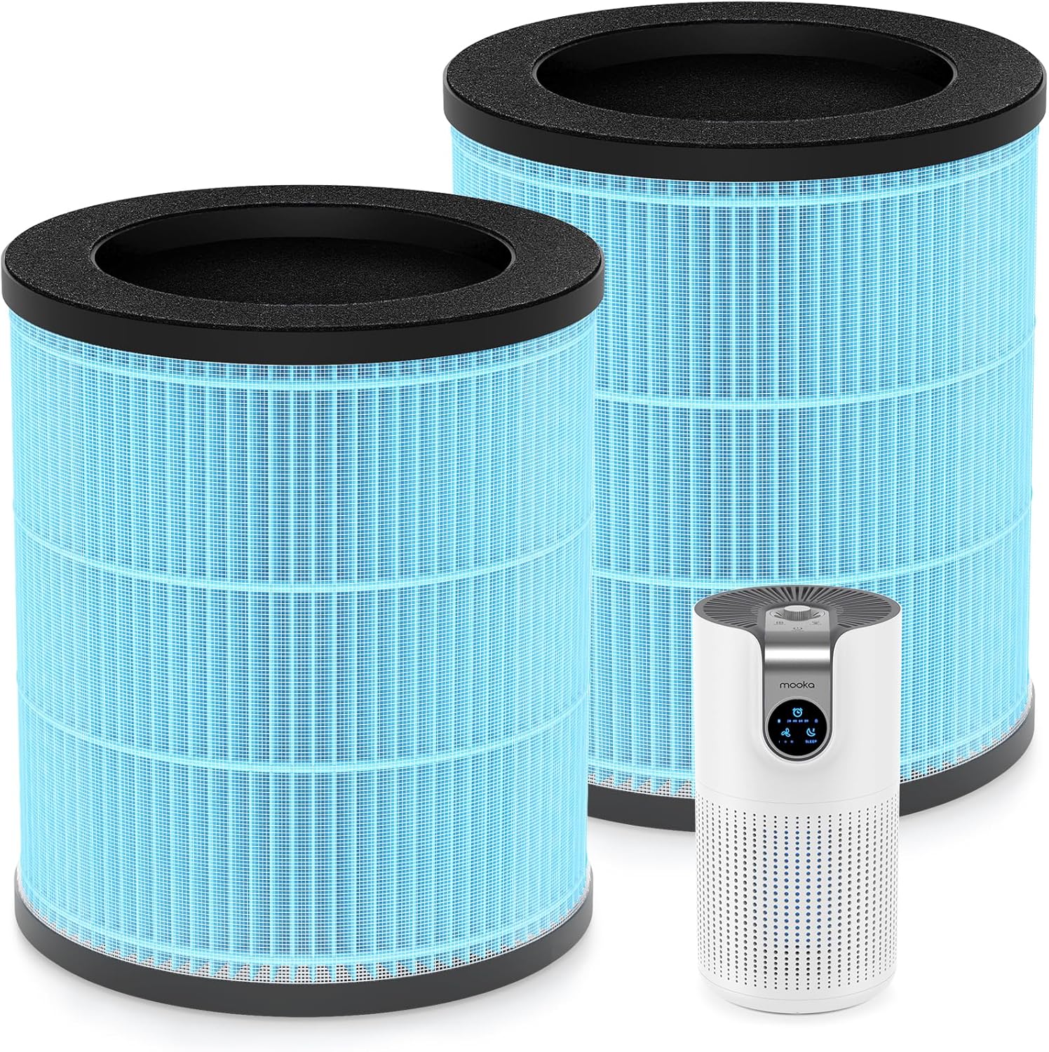 M03 Replacement Filter Compatible with MOOKA M03 Air Purifier, H13 True HEPA Activated Carbon Filter for Pets, High-Efficiency 3 Stage Filtration, 2 Pack (2)