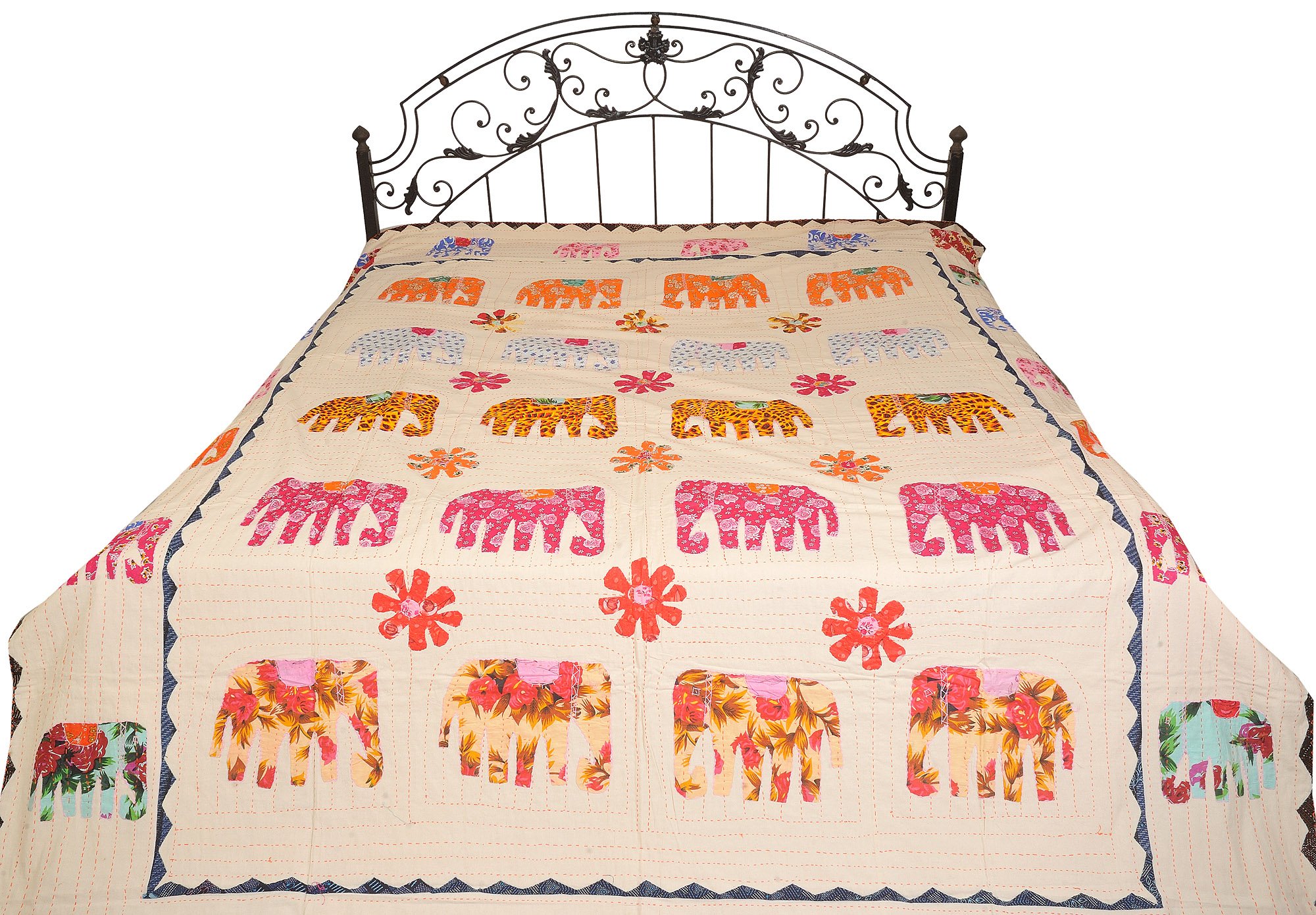 Colcha de Jodhpur con elefantes de algodón para un dormitorio estilo boho chic