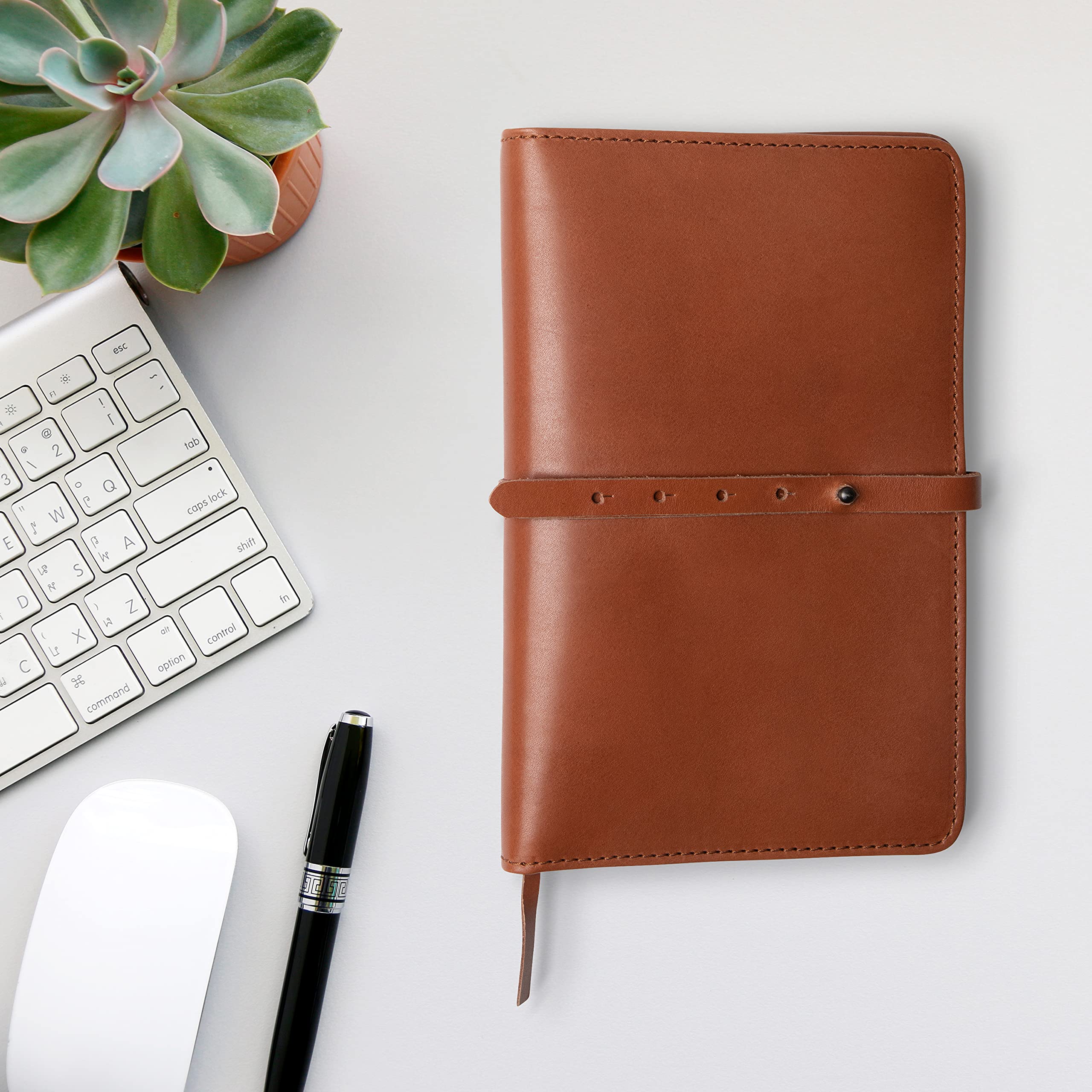 Theodore Carnet de Notes en Cuir Marron Cognac - Compatible A5 & Moleskine L (14x23 cm)