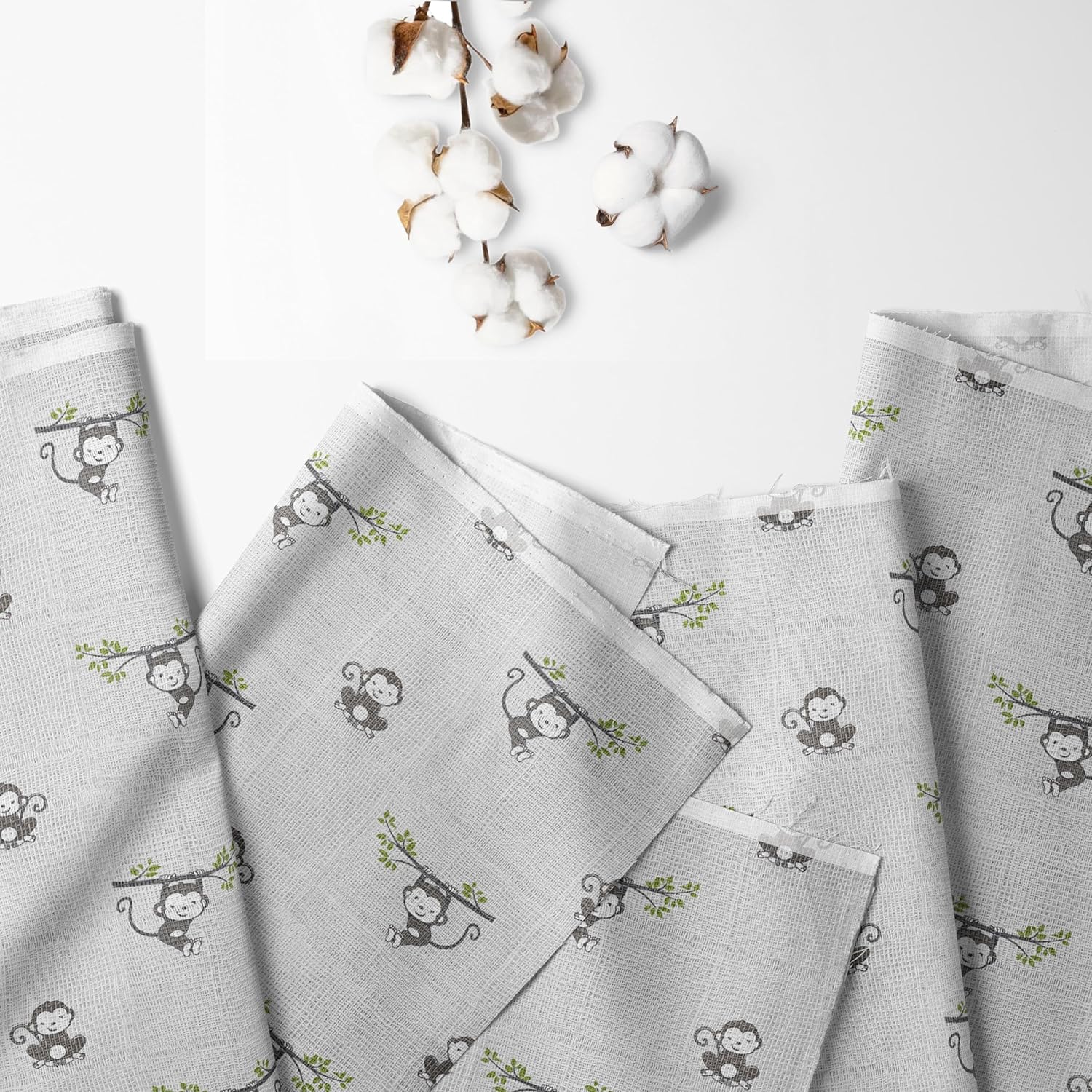 Bacati - Happy Monkeys 2 Pack Essentials Classic Super Soft Breathable 100% Cotton Muslin Baby Crib Fitted Sheets - Fits Standard 28 x 52 x 5 Crib & Toddler Mattresses (Grey Unisex)