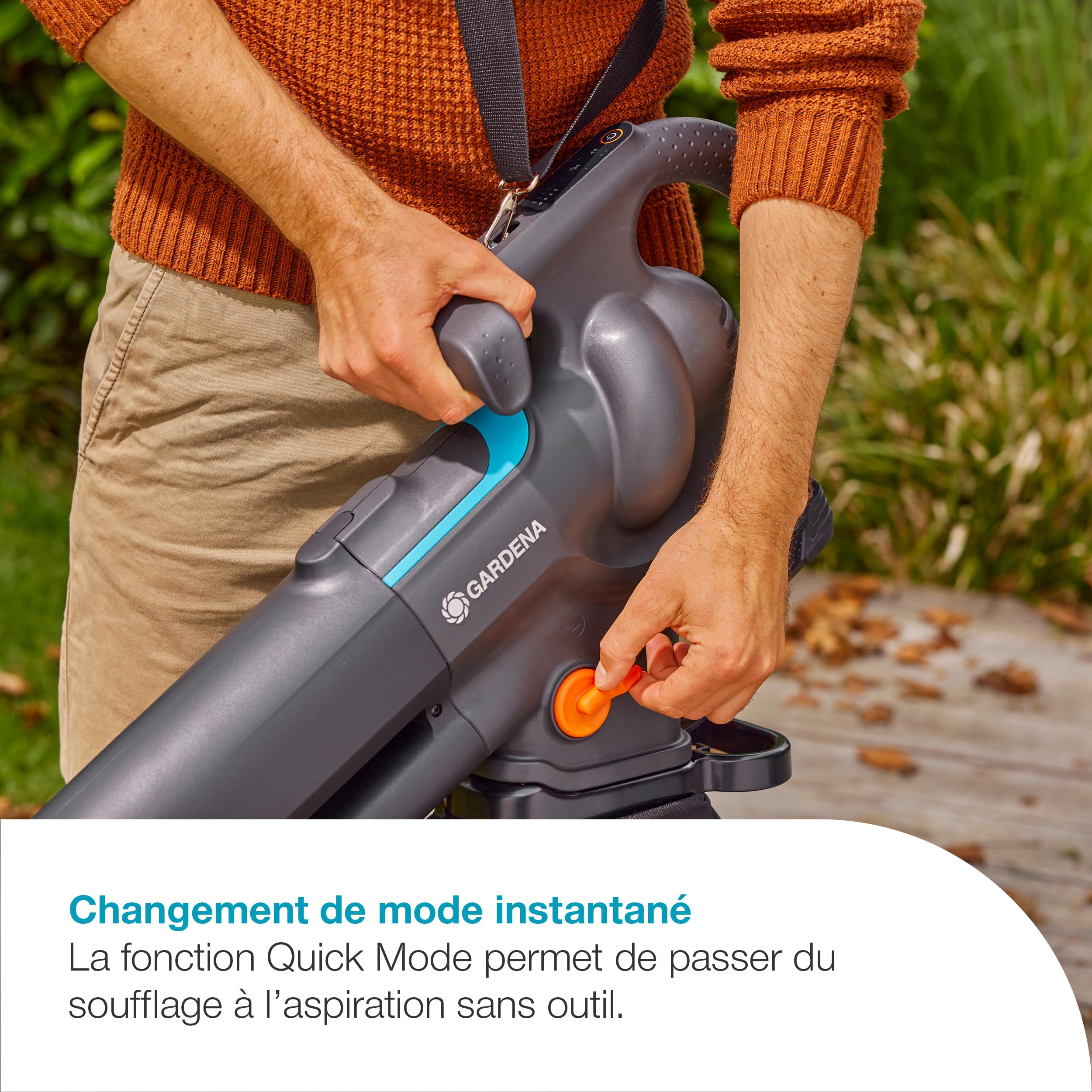 Gardena Aspirateur souffleur broyeur 3-en-1 sur batterie PowerJet Collect 18V P4A Kit prêt à l’emploi