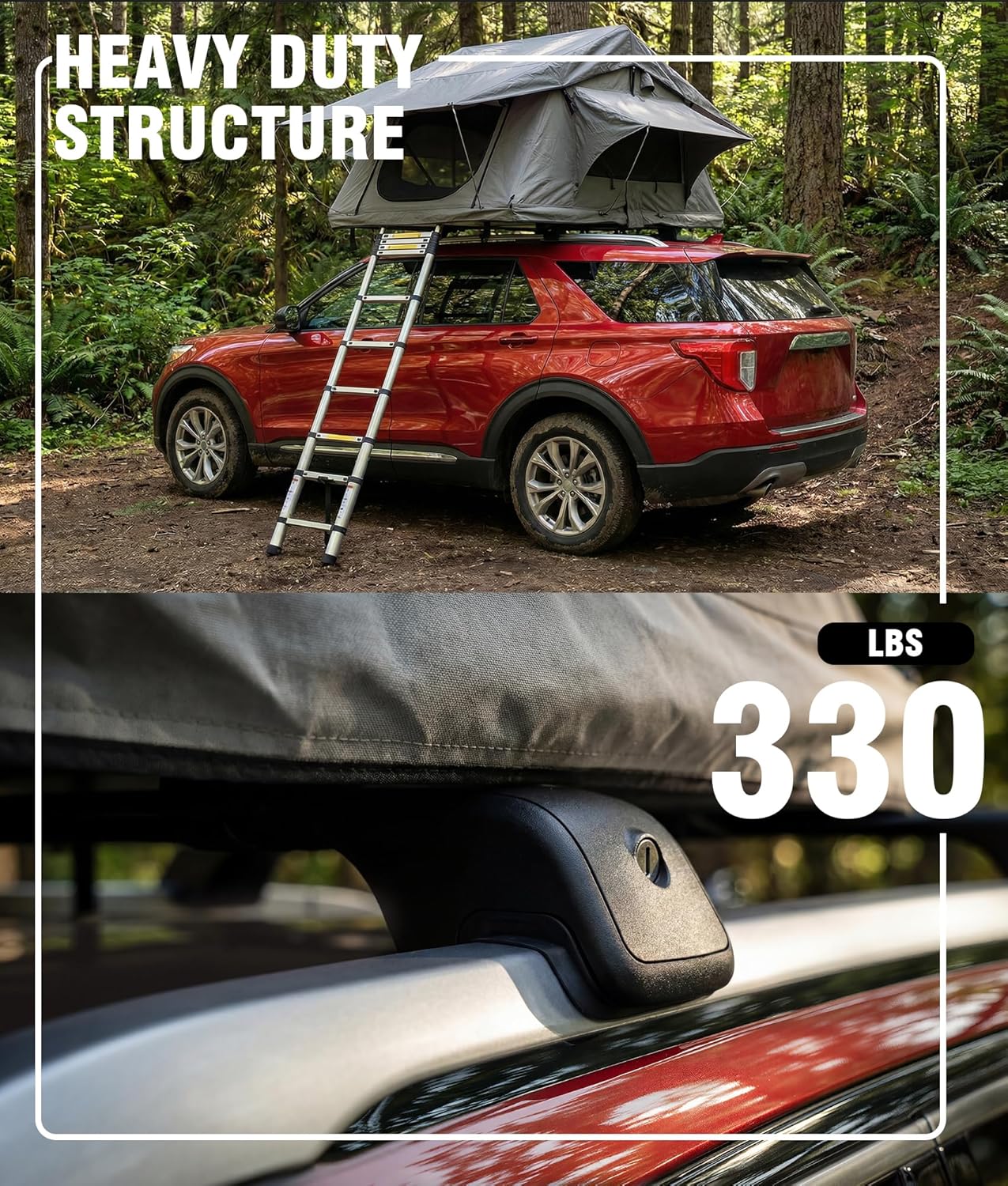 330LBS Roof Rack Cross Bars Fit for 2020-2026 Ford Explorer, Lockable Aluminum Cargo Bars, Aerodynamic Silent Rooftop Carrier Crossbars with Tie-Down Rings for Kayak Bike Luggage Snowboard