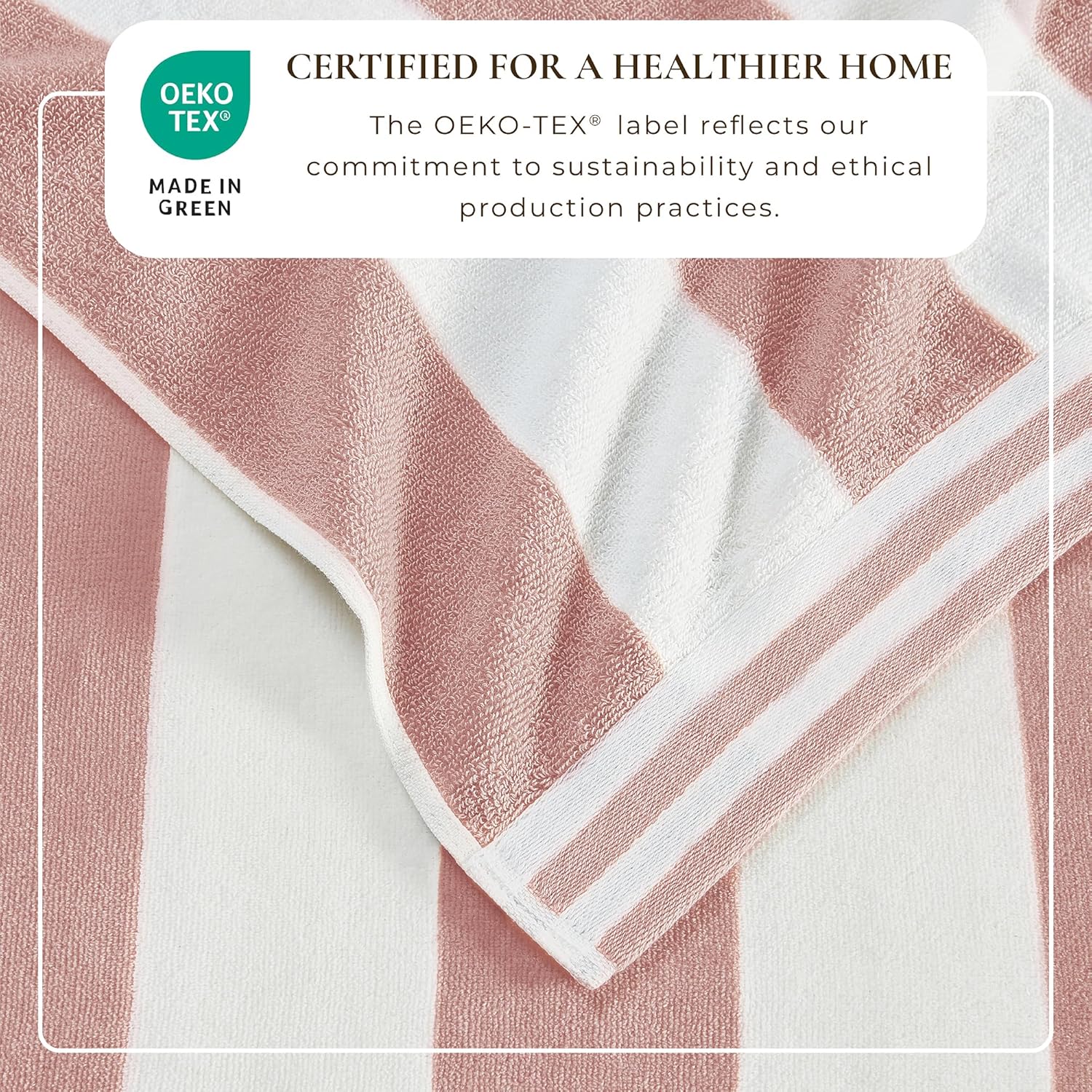 Great Bay Home 100% Cotton Velour 4 Pack Beach Towels 30" x 60" - Cabana Stripe Pool Towels - Quick Dry, Large Swim Towel (Dusty Rose/White)