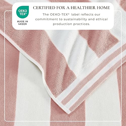 Miniatura 2 de Great Bay Home Toalla de playa de gran tamaño de terciopelo 100% algodón, 35 x 70 pulgadas, toallas de piscina a rayas cabaña, secado rápido, toalla