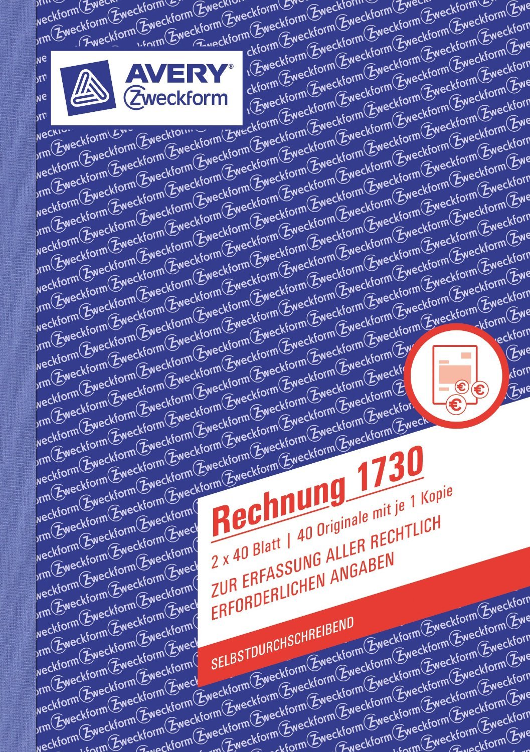 AVERY Zweckform 1730-5 Rechnung (A5, selbstdurchschreibend, 2x40 Blatt) 10er Pack, weiß/gelb