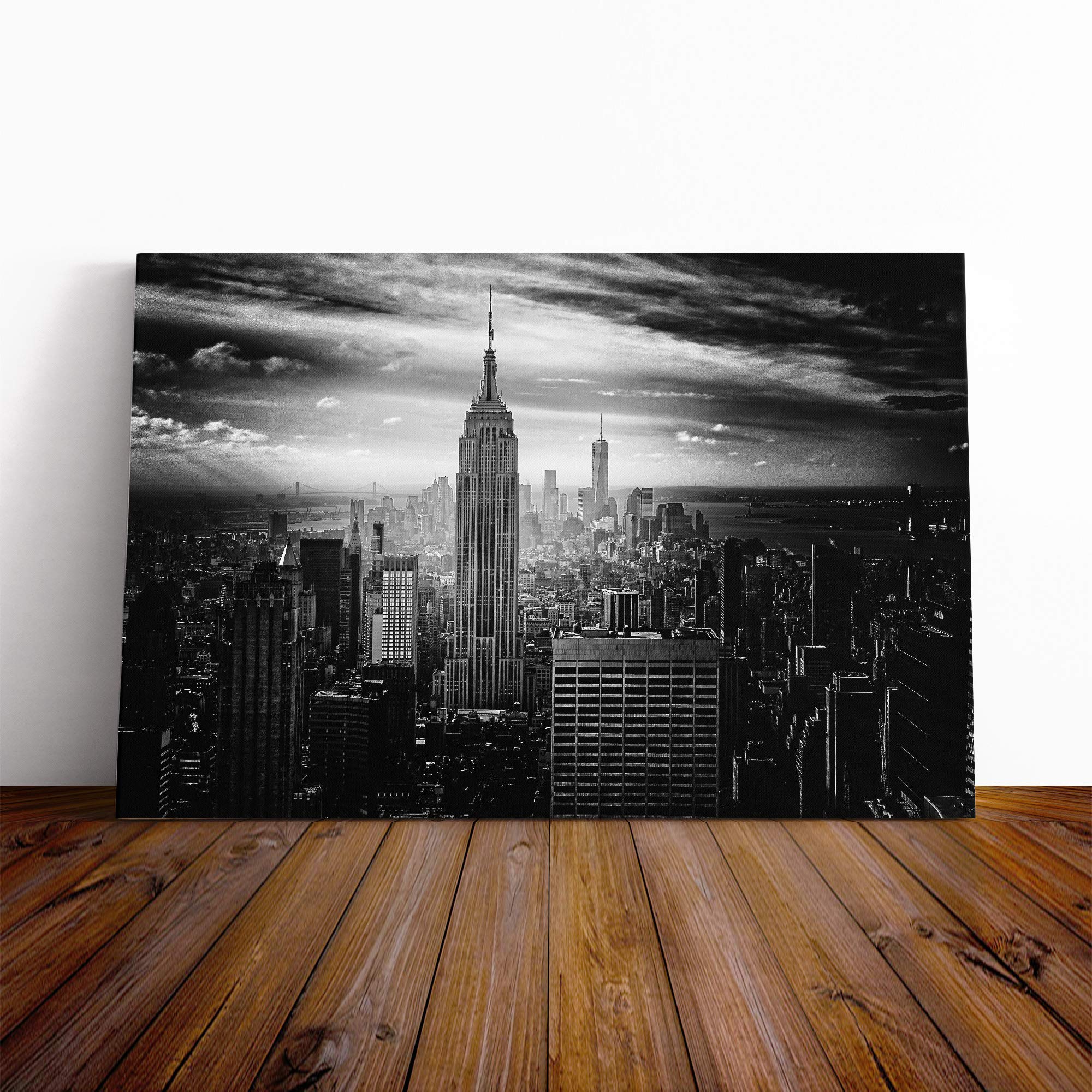 New York Manhattan Buildings Skyline (5) Canvas Print | Gallery Wrapped 30mm Frame Wall Art | 30x20 inches | Ready to Hang | Modern Cityscape Picture | Living Room Bedroom Lounge Office
