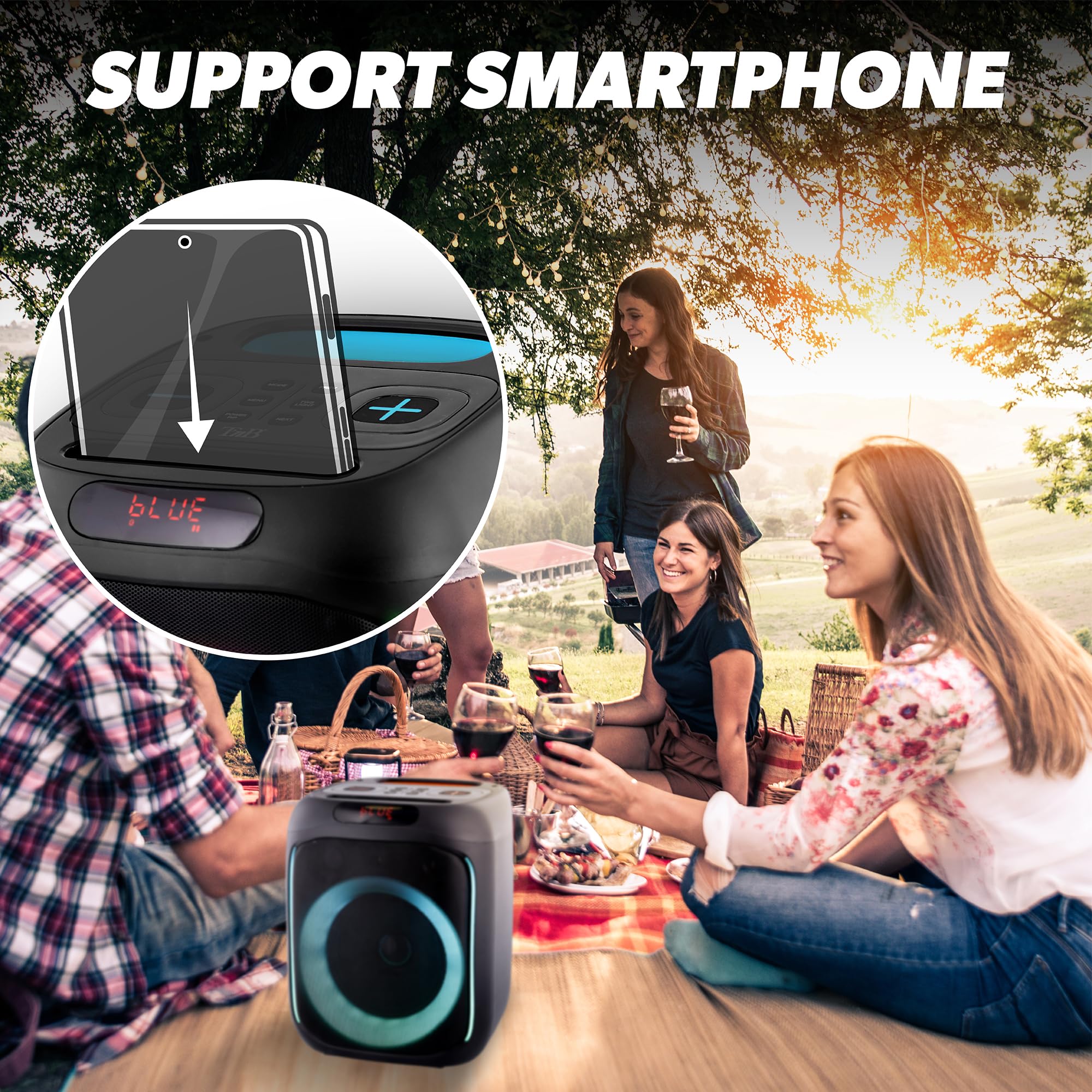 T'nB Cube Blaster, bezprzewodowe połączenie Bluetooth, wydajny przenośny głośnik 40 W, podświetlany z 4 trybami RGB, idealny na imprezy i wieczory, lekki kwadratowy format do zabrania wszędzie -
