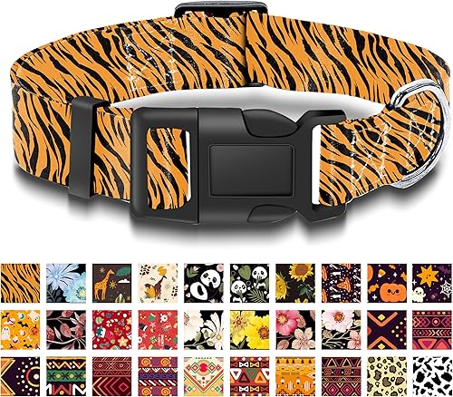 Collar de perro con patrón de jirafa beige, bonito collar transpirable para cachorros para niños y niñas con hebilla de seguridad, collar suave