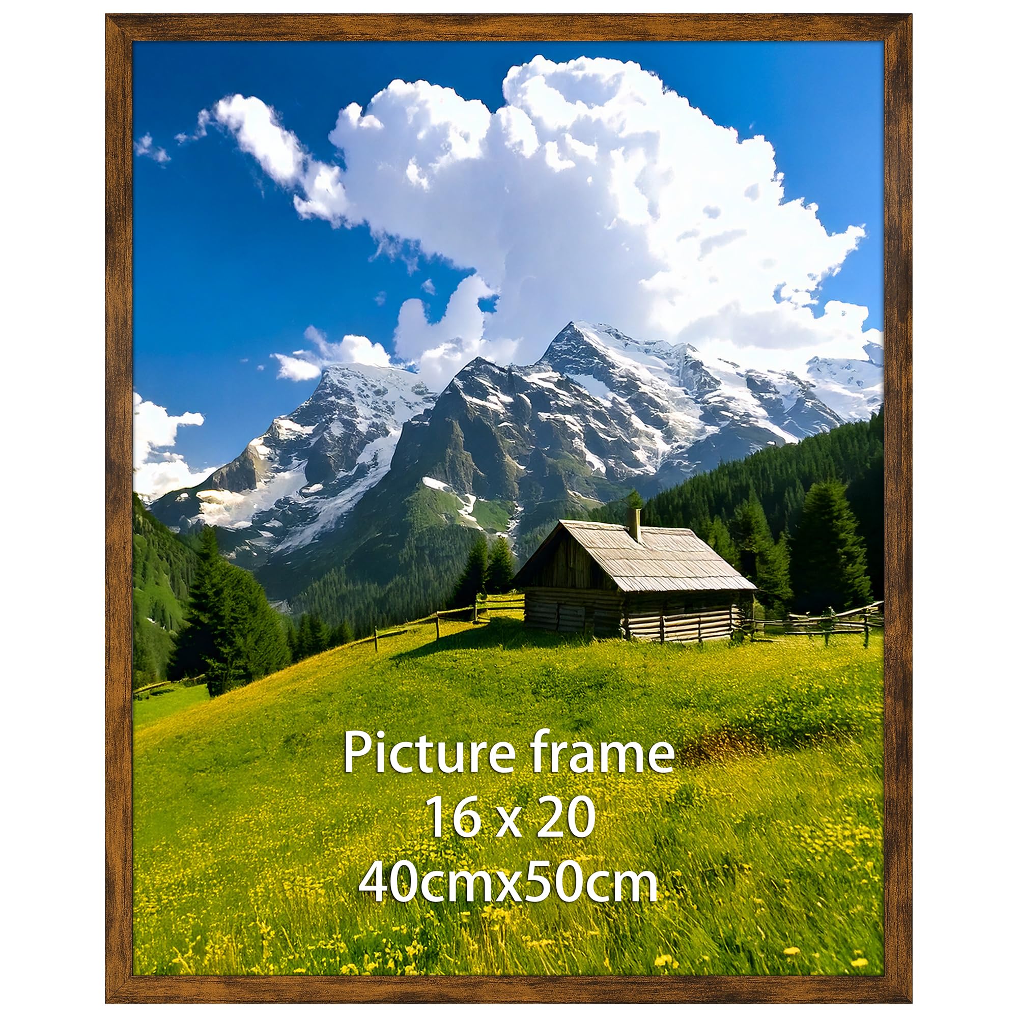 Ditwis 40x50 cm Picture Frame Brown, Large Poster Frame for Horizontal or Vertical Wall Display in Living Room, Office, Gallery