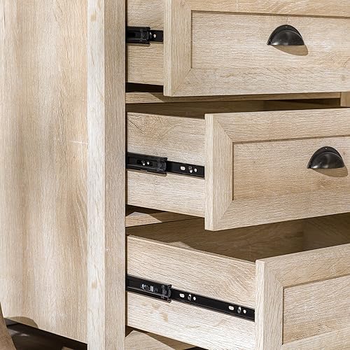 Miniatura 6 de Walker Edison Hazel Modern Farmhouse - Mesita de noche enmarcada con 3 cajones con asas de media luna, 25 pulgadas, roble blanco