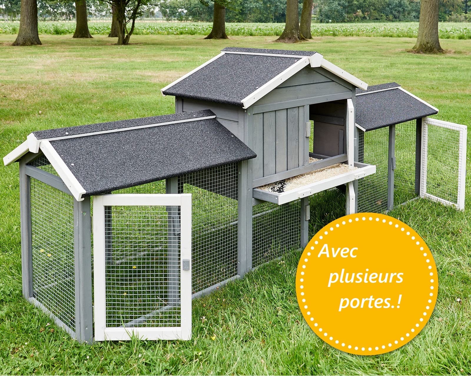 Cage Clapier Enclos Lapin Extérieur en Bois Haute Qualité pour Lapins Petits Animaux- Modèle : 085 Don Camillo 210x54x85,5cm