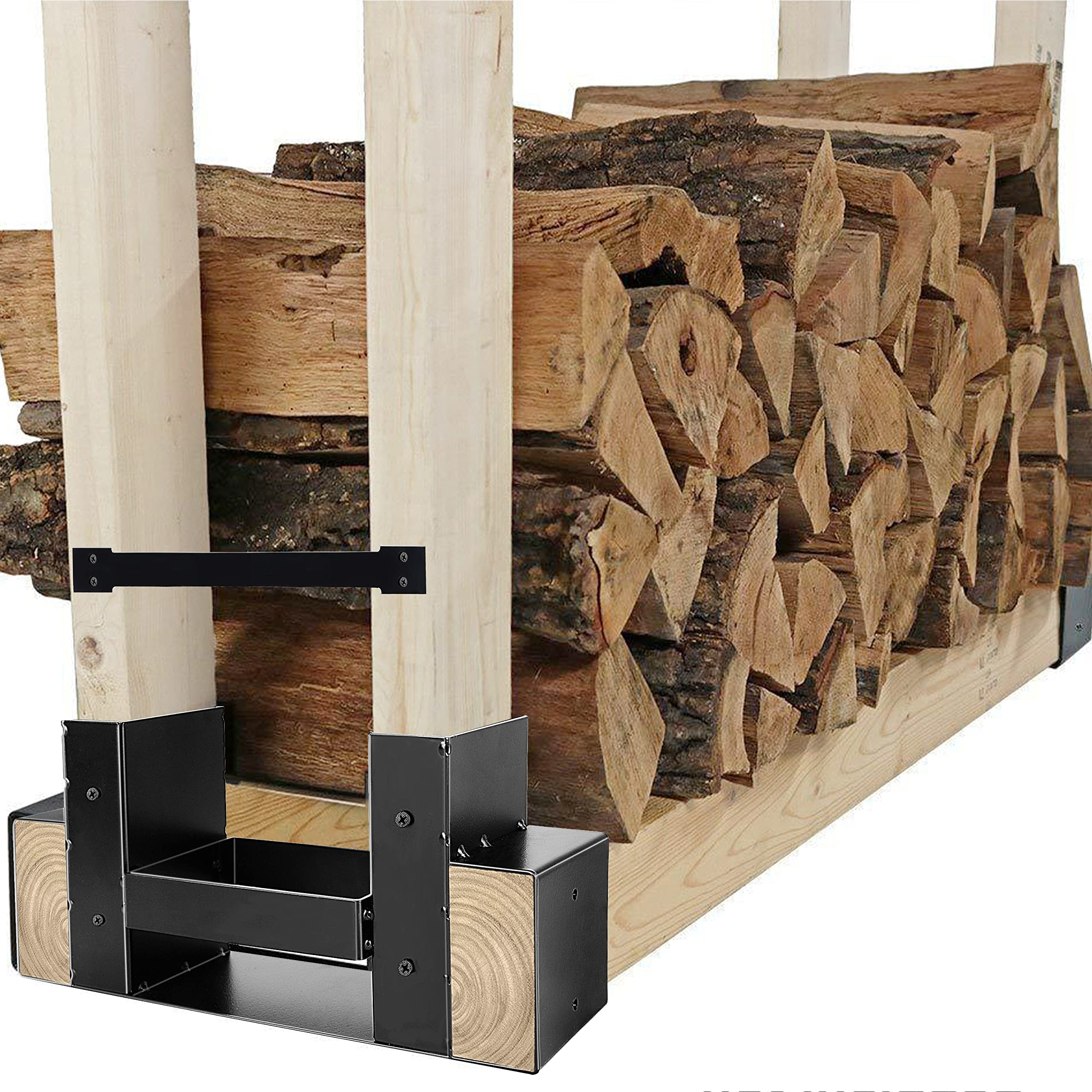Lulu Home Firewood Rack Kit, 2 Pack Log Storage Rack Brackets with Flat ...