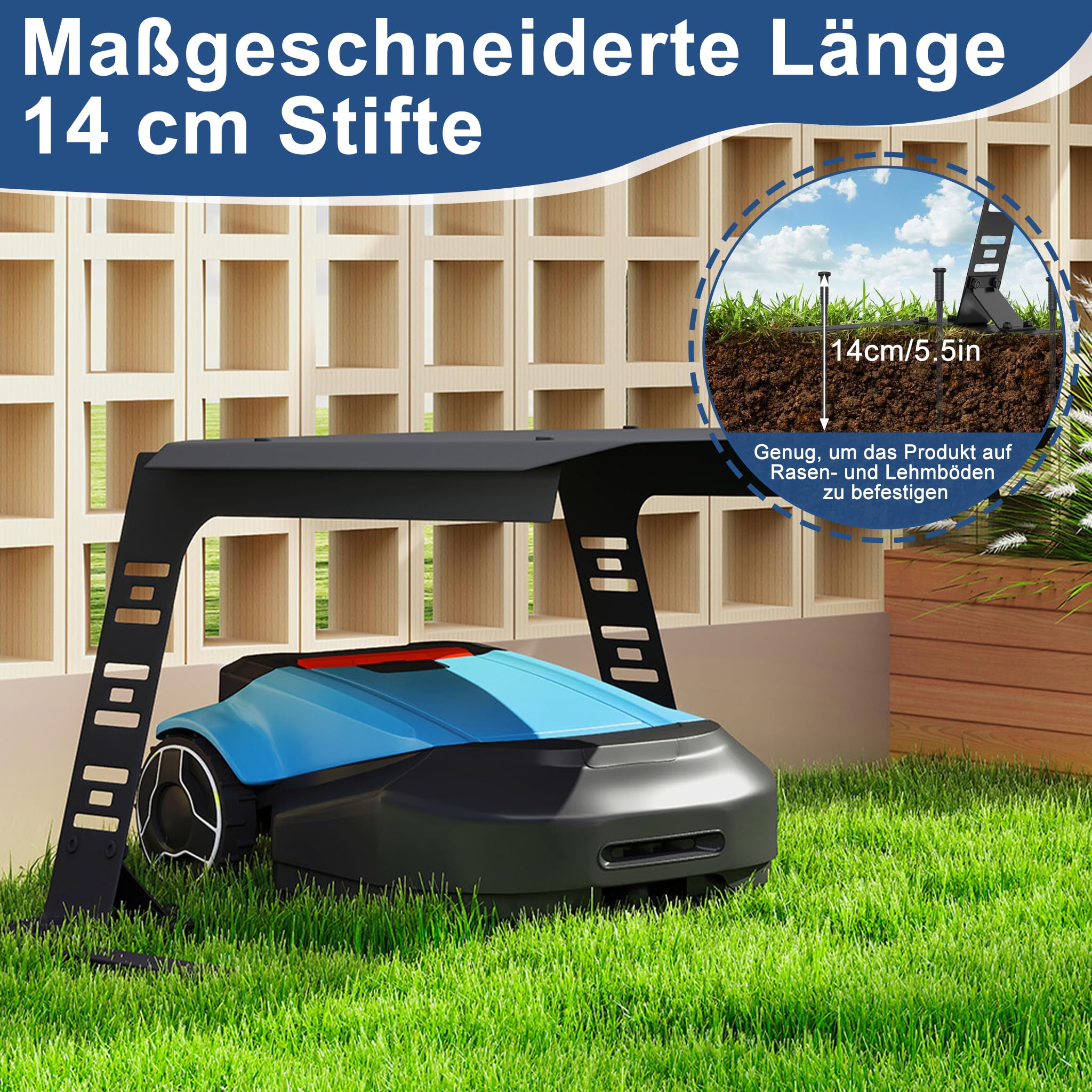 YRHome Mährobotergarage aus Metall Mähroboter Garage Schwarz Garage für Mähroboter Wetterfeste UV-Schutz Carport Überdachung Garage Dach für Rasenroboter & Ladestation Rostfreies - 77x94x36cm