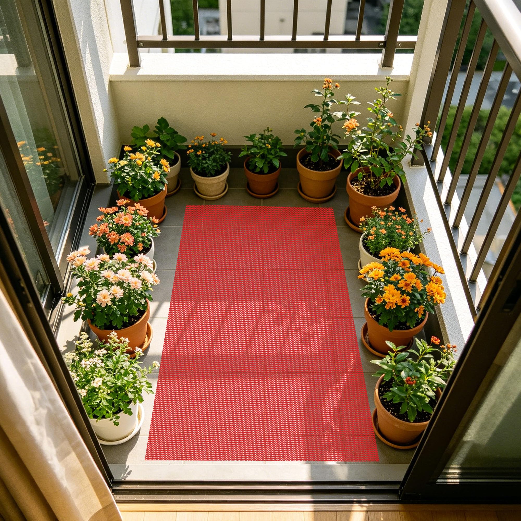 XIAOMEI Alfombra Antideslizante de Drenaje de PVC de 110 x 150 cm en color rojo