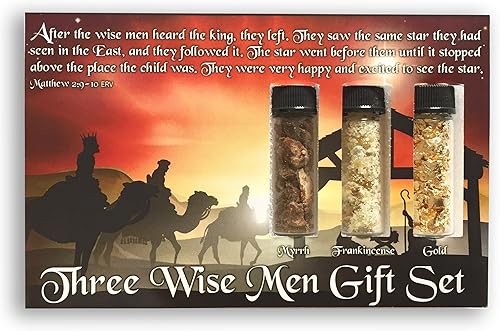 Miniatura 2 de Palm Beach Medicinal Herbs Gifts of The Magi - Set de regalo de Navidad de tres hombres sabios, oro, incienso y mirra en frascos de vidrio,