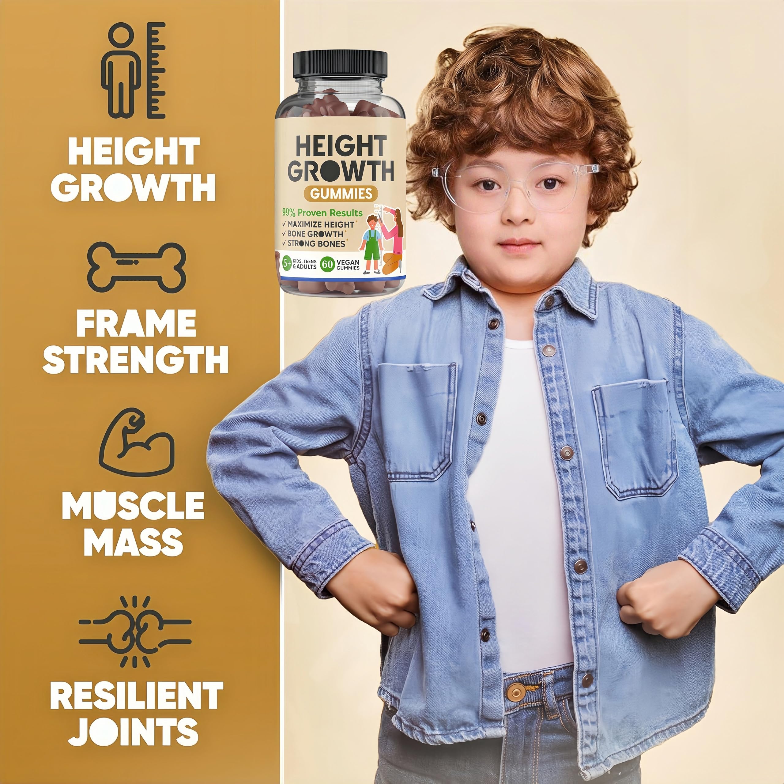 Gomitas de crecimiento para niños y adolescentes - Soporte de altura natural - Para niños quisquillosos con la comida a partir de 5 años