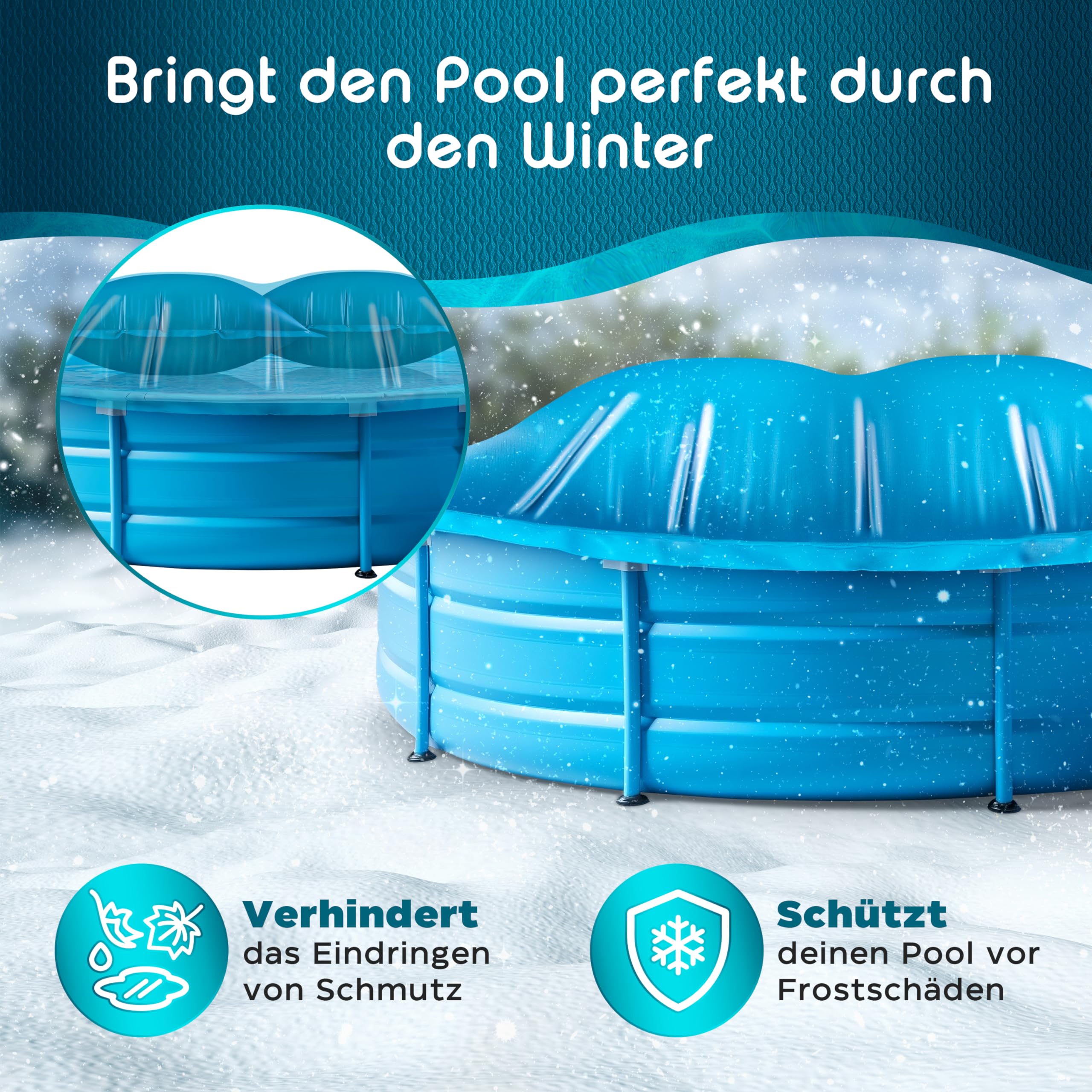 4,5M rundes Poolkissen Winter – Pool Kissen Überwinterung - Poolabdeckung Winter – Pool Luftkissen – Kissen Pool (RUND 4,5M)
