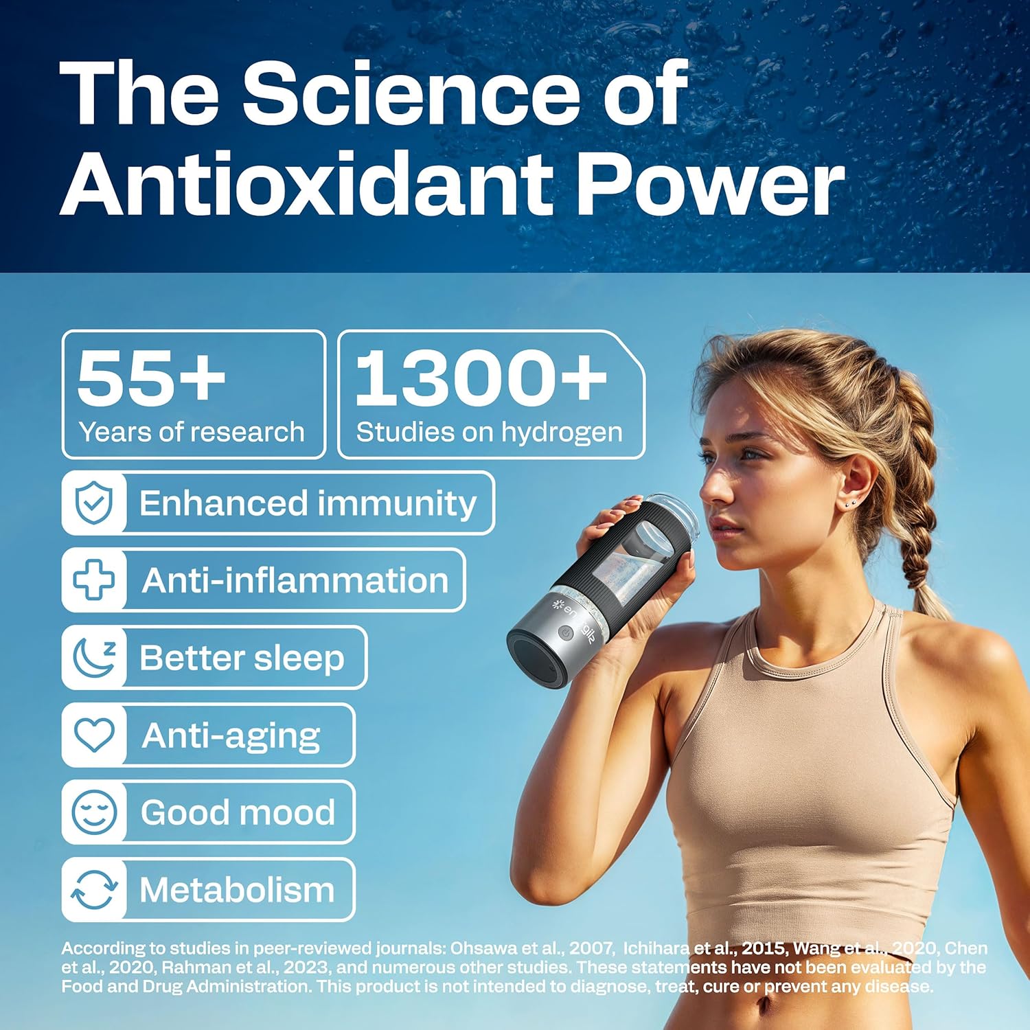 Hydrogen Water Bottle | Large 16.2 oz (480 ml) Hydrogen Water Bottle Generator 3000ppb | Hydrogenator Machine | SPE/PEM Hydrogenated Ionizer Generator (Steel w/Black) - Image 7