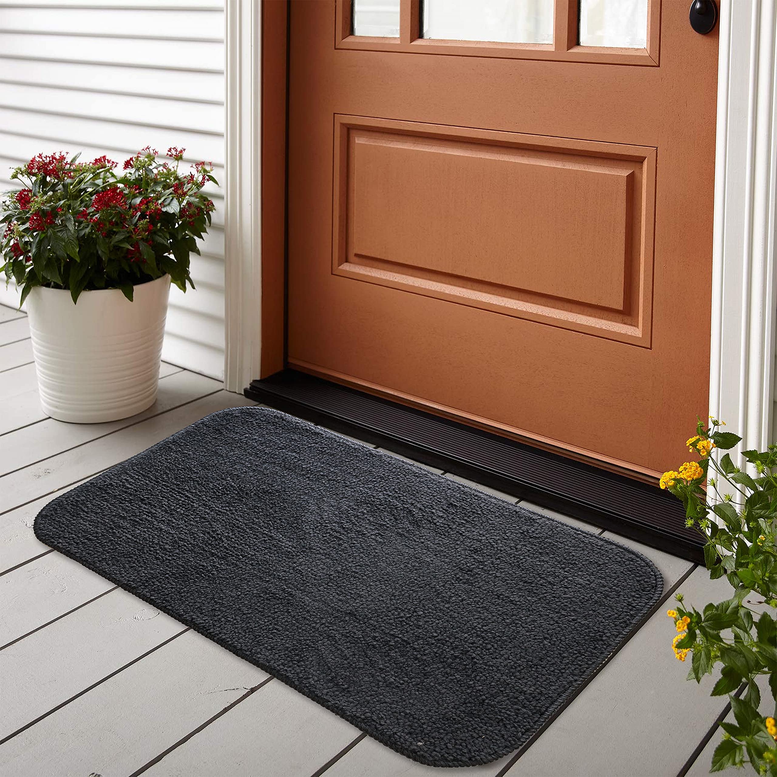 A CUBE LUXURY SOLUTIONS Microfibre LT Brown Door Mat (Grey)