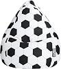 SITTING POINT Gouchee Home Brava Collection Contemporary Oversized Cotton Upholstered Soccer Design Bean Bag Chair, BlackWhite