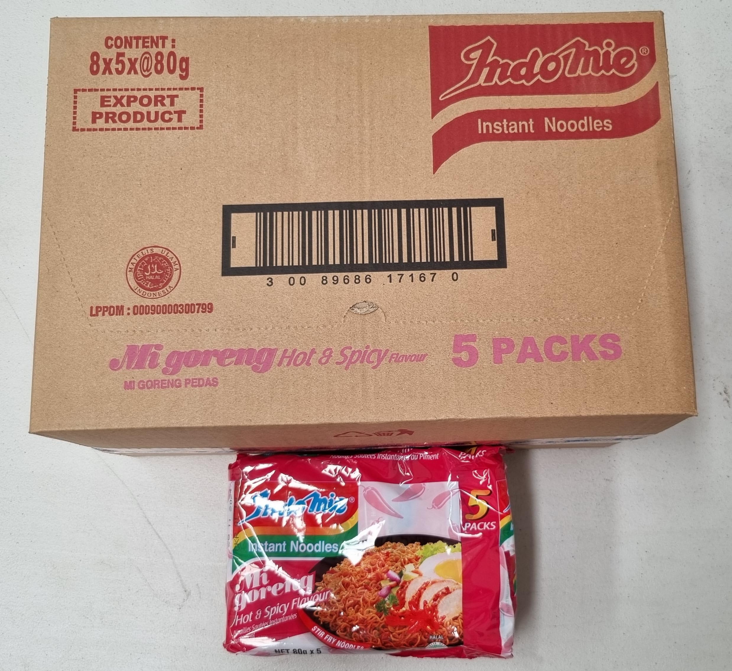 Indomie Mi Goreng Hot and Spicy Flavour Instant Noodle 80g x 40 packs