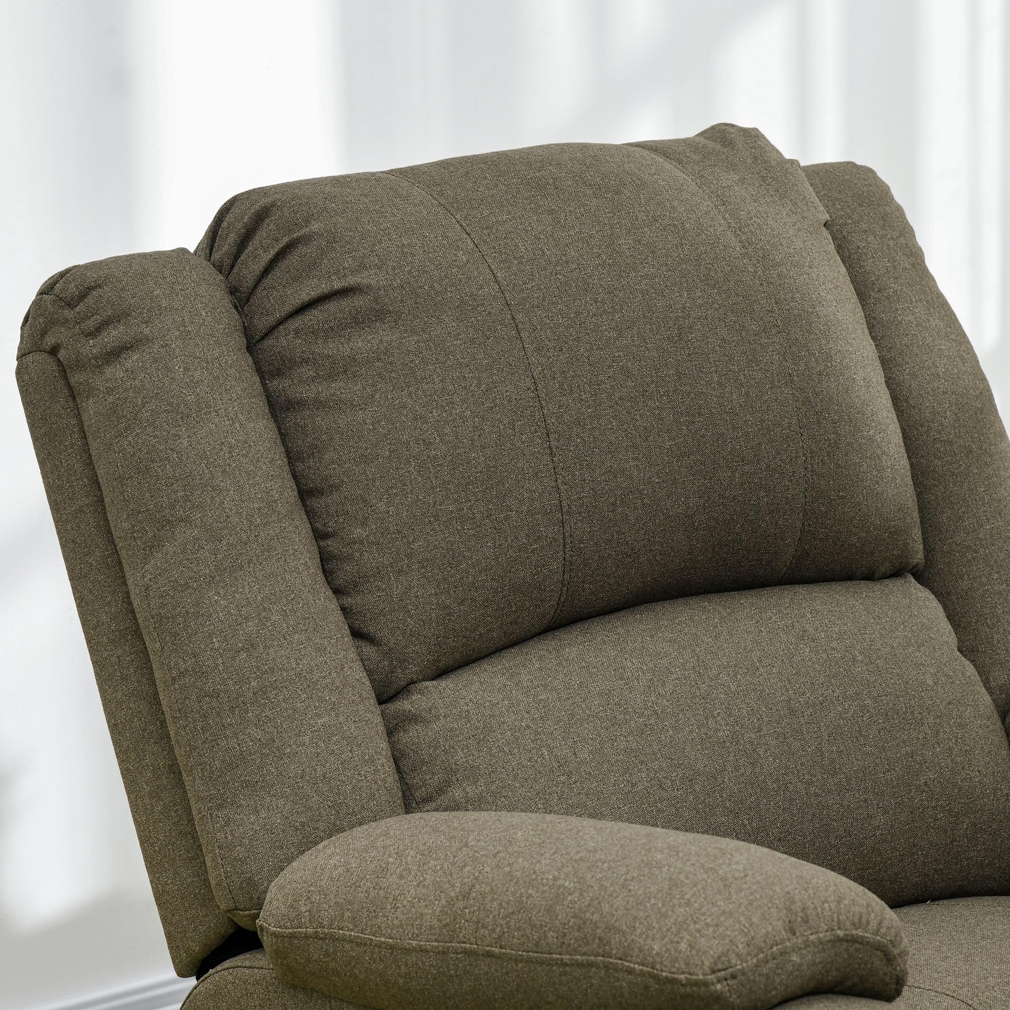 HOMCOM Fauteuil Relax Manuel Fauteuil TV avec Fonction Chaise Longue, Aspect Lin, Fauteuil TV avec poignée latérale, Repose-Pieds, supporte jusqu'à 150 kg, pour Le Salon, Marron