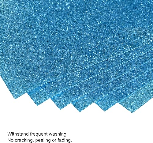 Miniatura 5 de MECCANIXITY Vinilo de transferencia de calor con purpurina para planchar, color azul claro, 12 x 10 pulgadas, para camisetas, bolsas, zapatos,