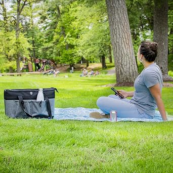 geckobrands 2 Compartment Tote Cooler Durable, Leak-Proof Insulated Cooler Bag for Food and Drinks