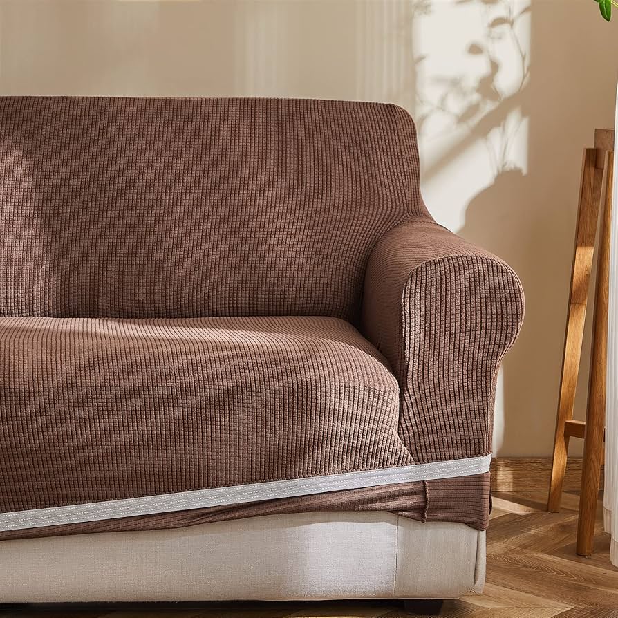 Amazon｜Topfinel ソファーカバー 2人掛け 肘付き 無地 北欧風