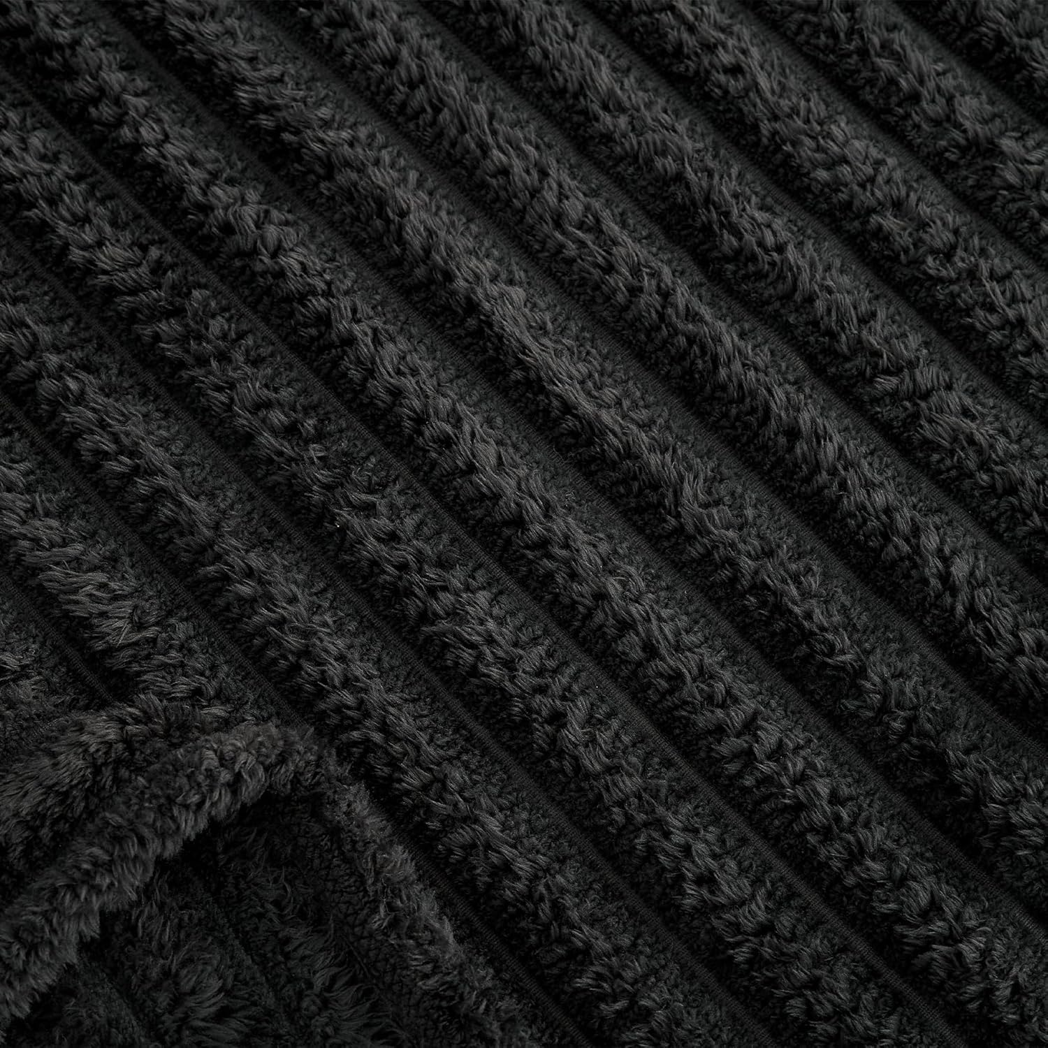 Super Soft Queen Blanket for Bed, Premium Silky Flannel Fleece with 3D Jacquard Wheat Decorative, Lightweight and Cozy for Living Room, and All-Season Use, 90x90 Inches.Black - Image 5