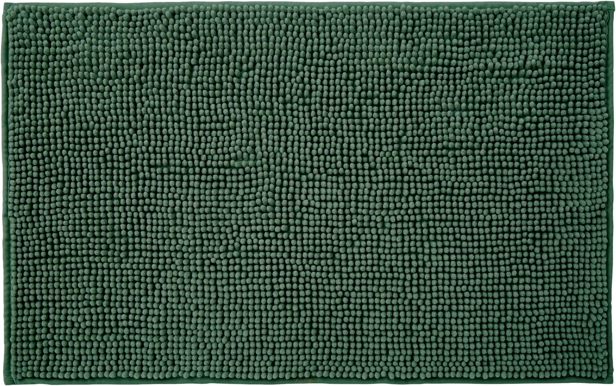 Allure Bobble Chenille Bath Mat Non Slip 50 x 80cm - Soft, Absorbent, Easy Care (Dark Green)
