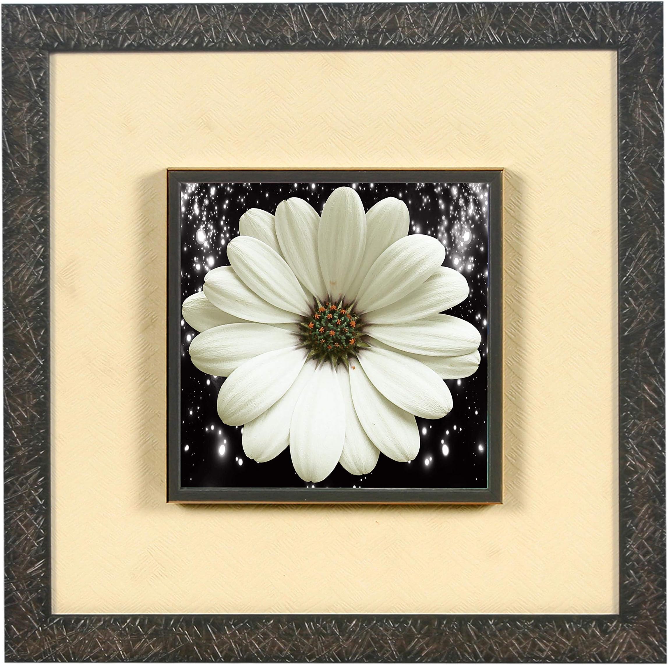 Wens 'White Petal Flower Embossed' Wall Art Painting (Synthetic Wood, 33 cm x 33 cm x 4 cm)