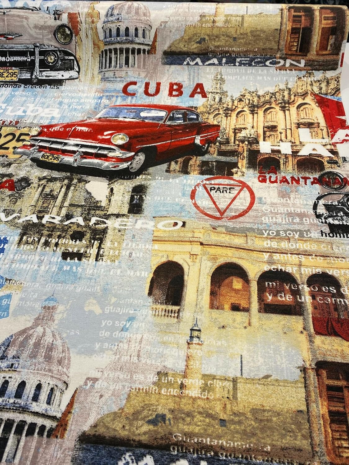 Cuba La Habana Musica Cotton Drapery Canvas Upholstery Fabric by The Yard