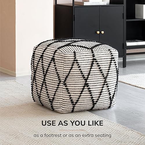Miniatura 7 de Anji Mountain 100% hecho a mano y artesanal cómodo puf otomano reposapiés para decoración del hogar para sala de estar, dormitorio, guardería, sala
