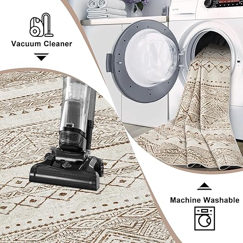 Miniatura 4 de Alfombras de área de 9 x 12 pulgadas para sala de estar alfombra grande lavable a máquina con respaldo antideslizante, resistente a las manchas,