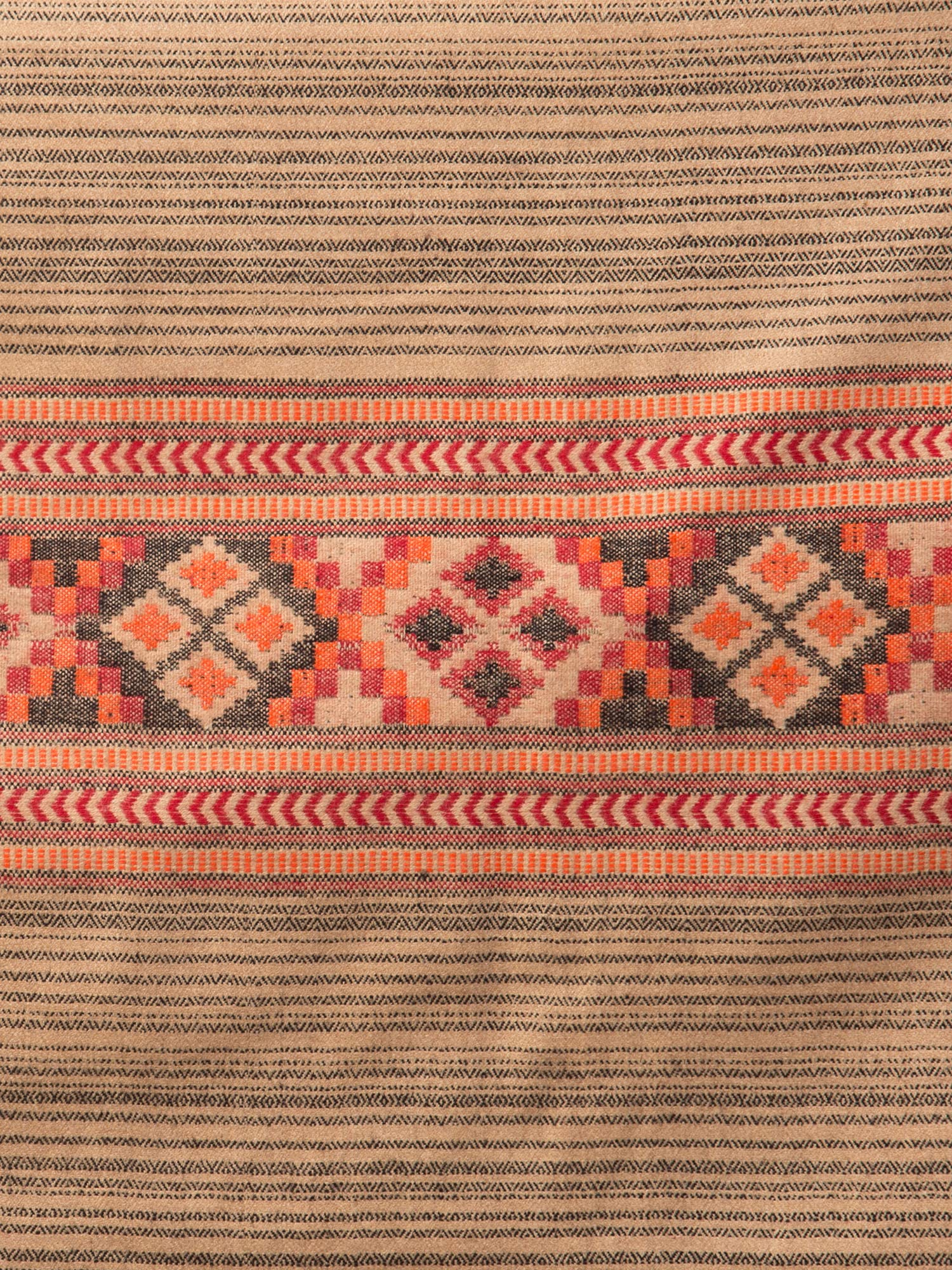 tweedle Kullu Shawl/Stole for Men Inspired by Himachal Handicraft, Traditional Stripes Design - Red 1