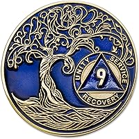 Vista 98 de Medallón AA de 5 años – Árbol de la Vida trenzado chapado en oro AA Chip de recuperación – morado