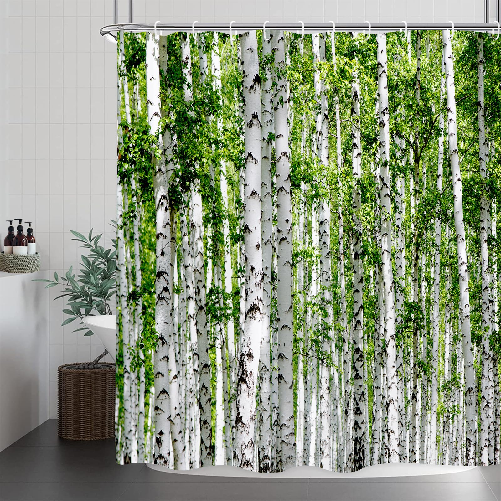 GOOESING Scenic Shower Curtain Natural Scenery Forest Shower Curtain Landscape Bathroom Curtain with Hooks Bathroom Decor Washable Durable Waterproof Fabric 180x180cm - Image 2