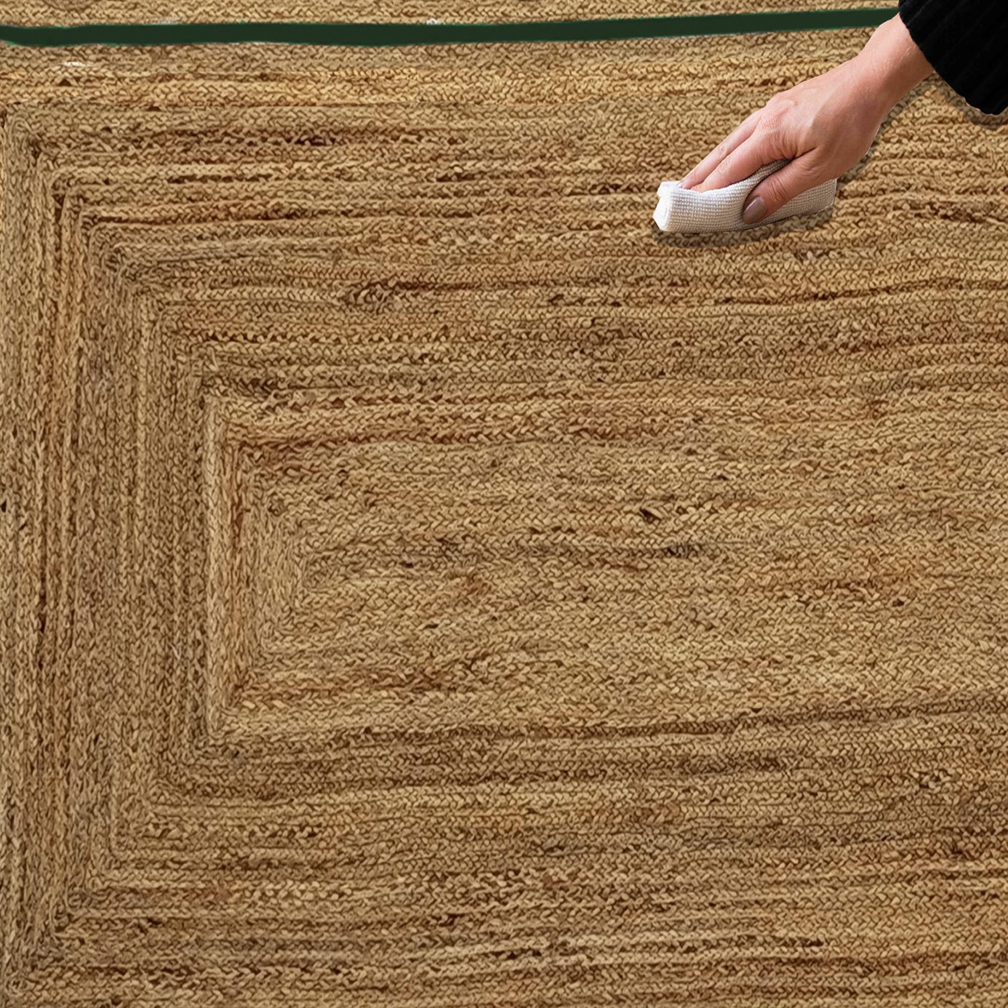 Tapis indien en jute festonné à la main pour chambre à coucher, 1,2 x 1,2 m, style bohème en jute et chanvre pour pendaison de crémaillère
