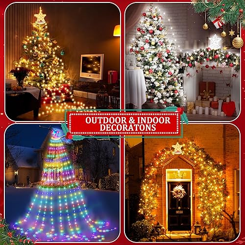 Miniatura 5 de Luces de Navidad inteligentes con control remoto y aplicación  Luces de árbol multicolor para exteriores de 11 pies, impermeables y sincronización