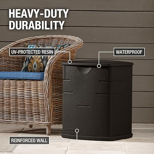 Miniatura 3 de Rubbermaid - Caja de almacenamiento para jardín, resina, pequeña, resistente a la intemperie, color moca