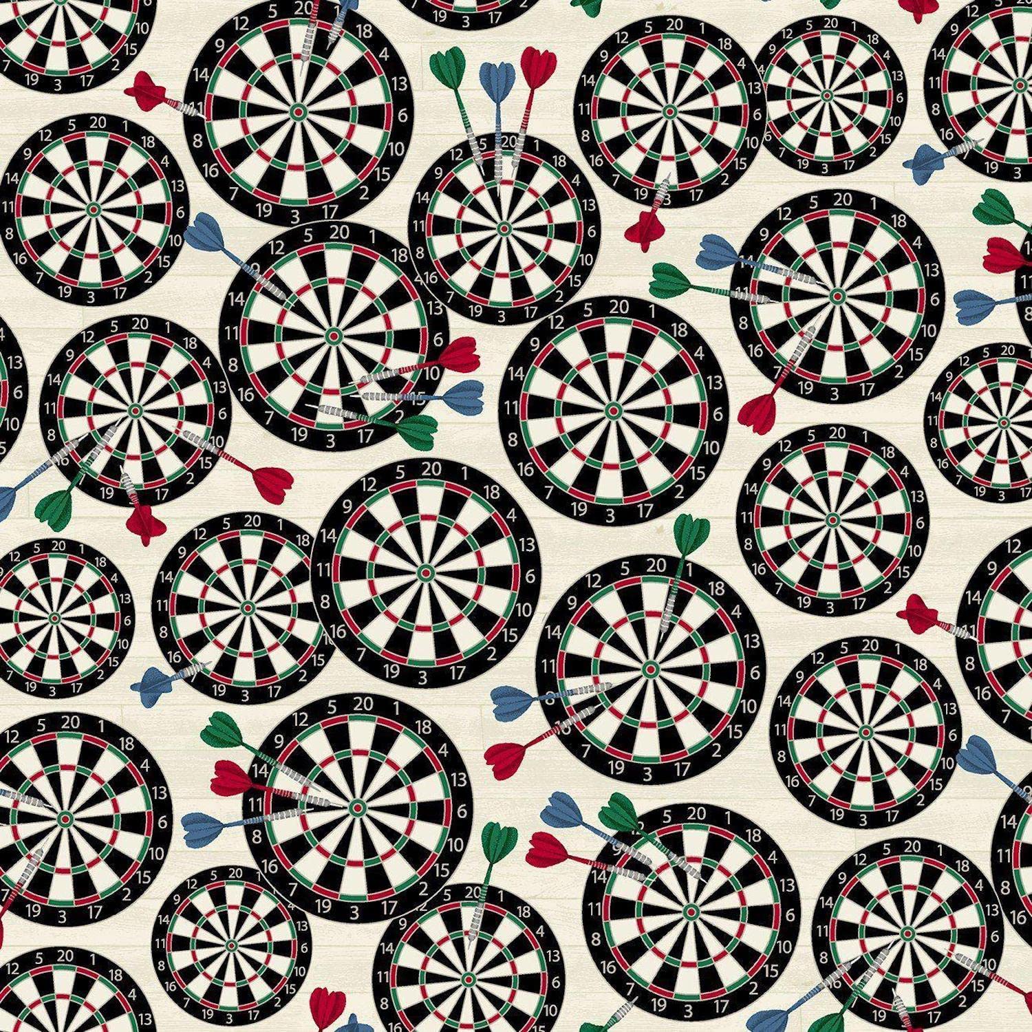 Windham Fabrics Man Cave Dart Boards Birch Premium Quality 100% Cotton Fabric by The Yard.
