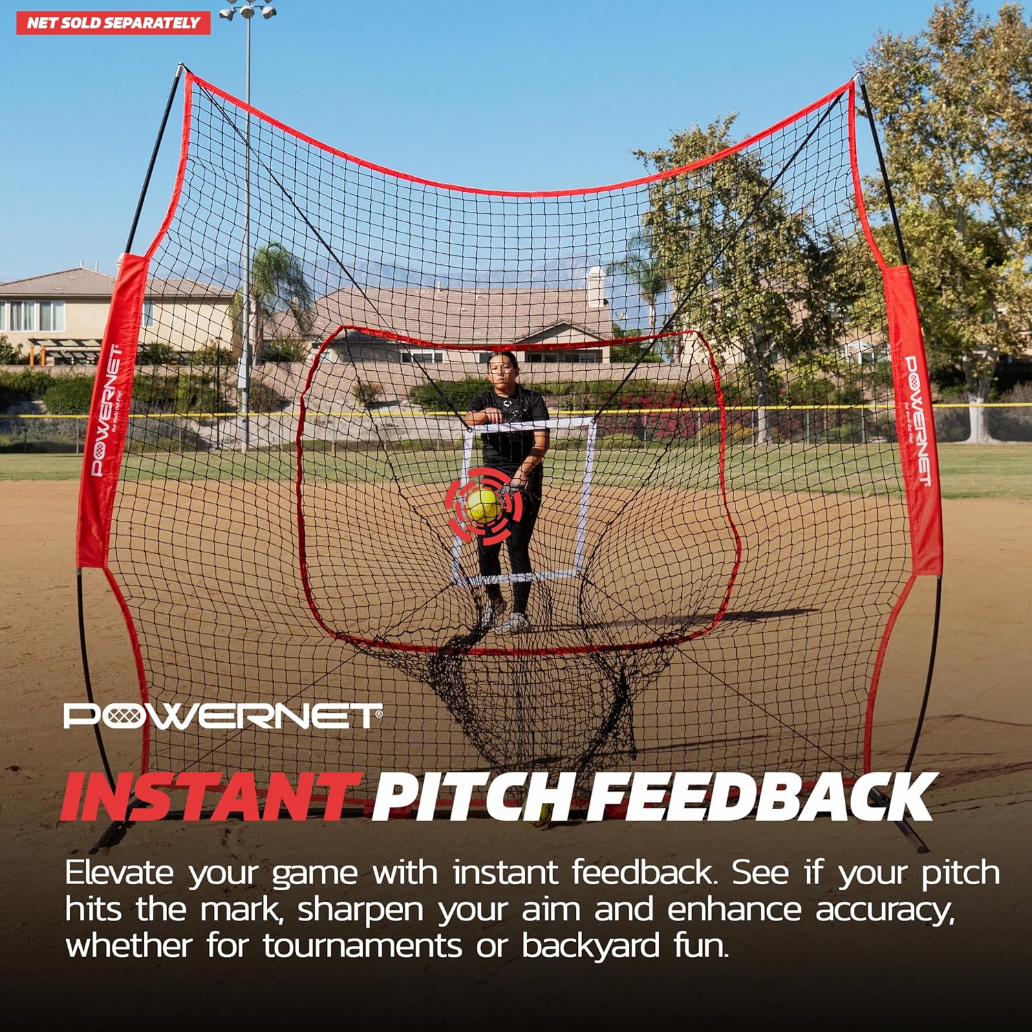 PowerNet Strike Zone Pitching Aid for 7 & 8 FT Nets, Baseball Training Equipment for Pitching Drills and Location Accuracy, Solo or Team Pitcher Training Aid, Net Sold Separately - Attachment Only